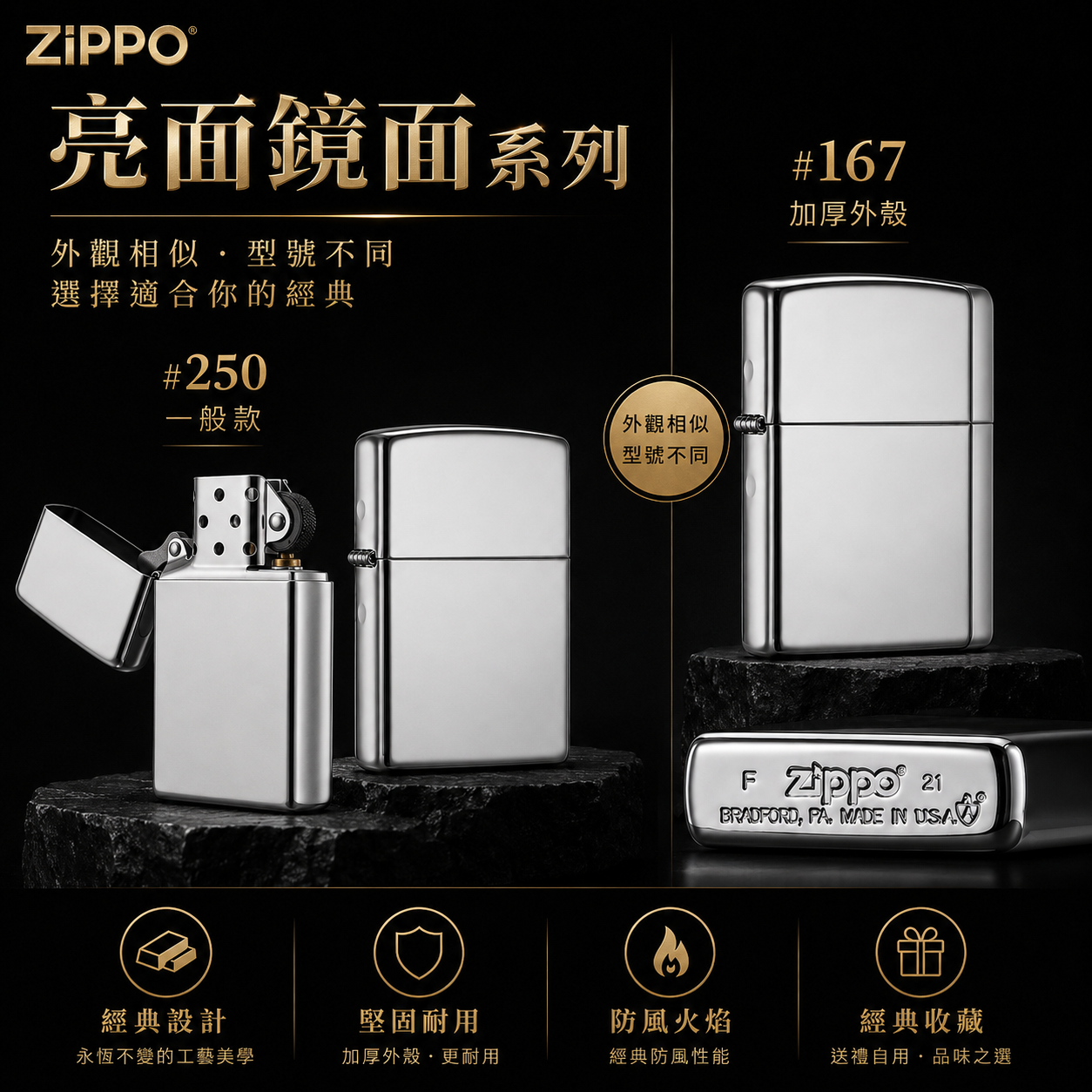 Zippo亮面經典款打火機