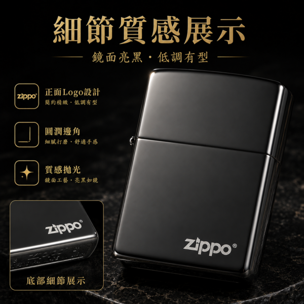 Zippo黑冰亮面烤漆
