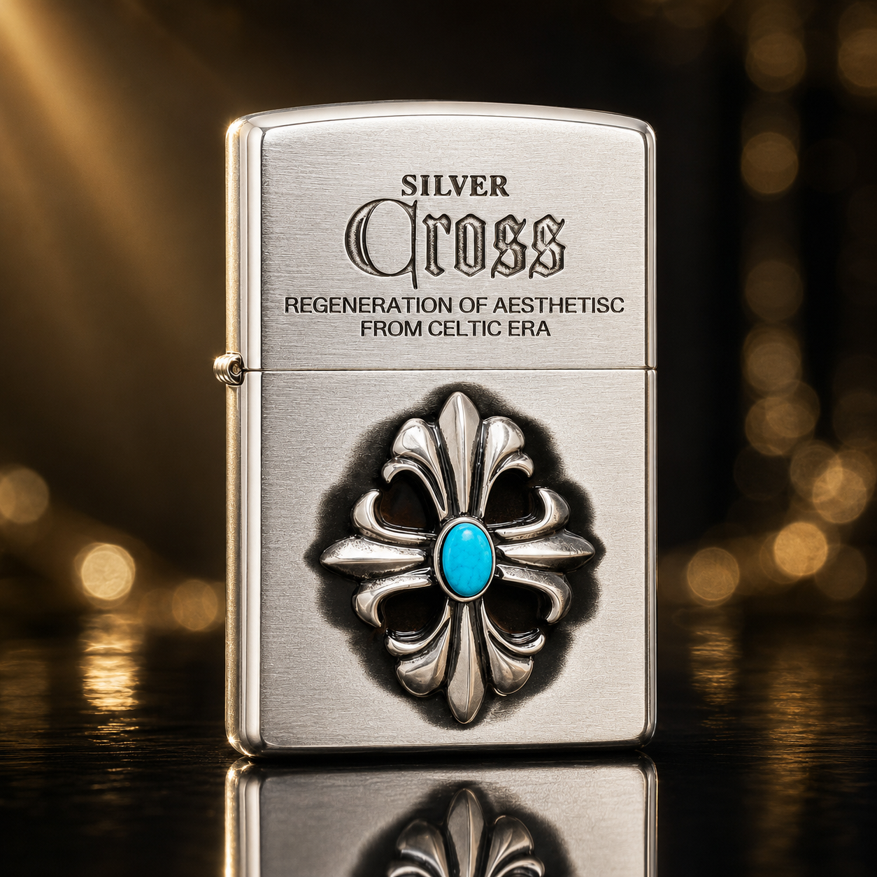 Zippo 打火機 日版 燻銀克羅心綠松石
