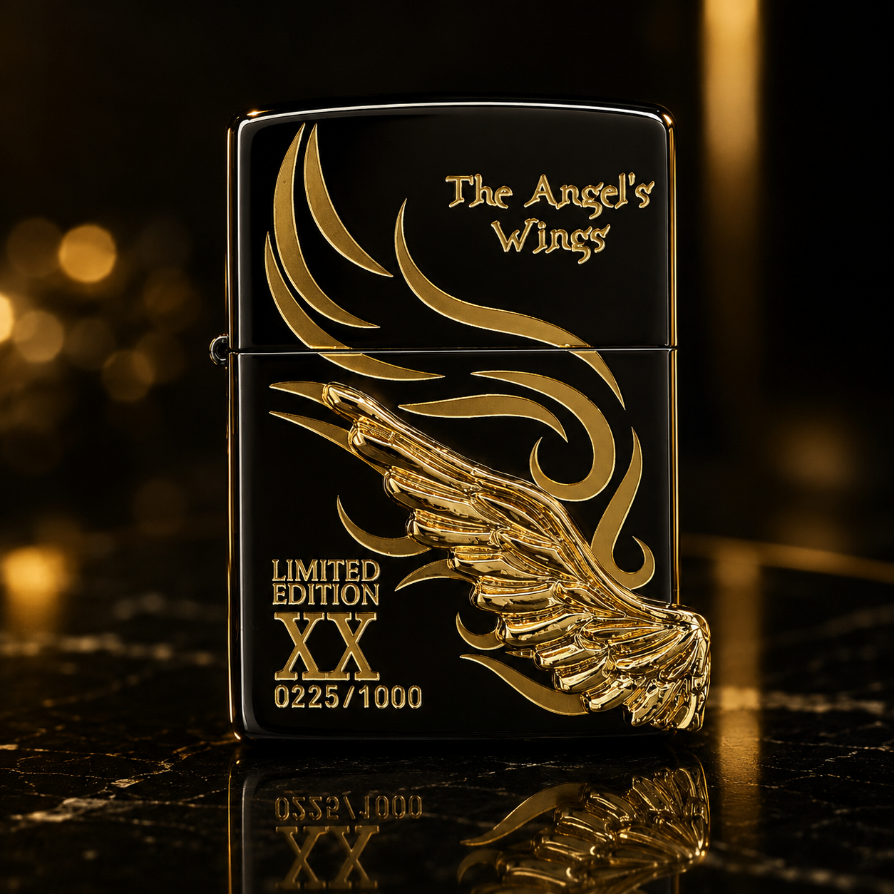 Zippo 打火機 黑金色天使之翼