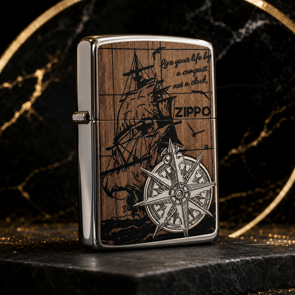 Zippo 打火機 一帆風順銀色