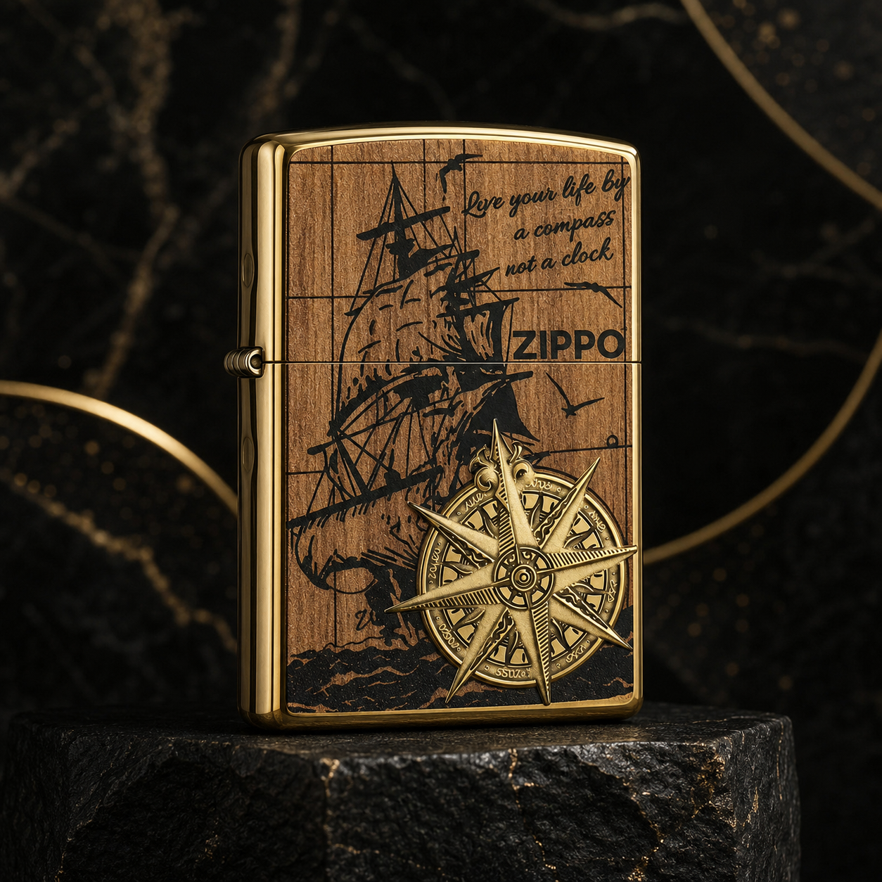 Zippo 打火機 一帆風順金色