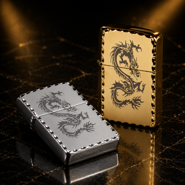 Zippo雙色龍紋鏡面款・金色／銀色