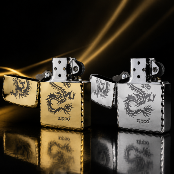 Zippo雙色龍紋鏡面款・金色／銀色