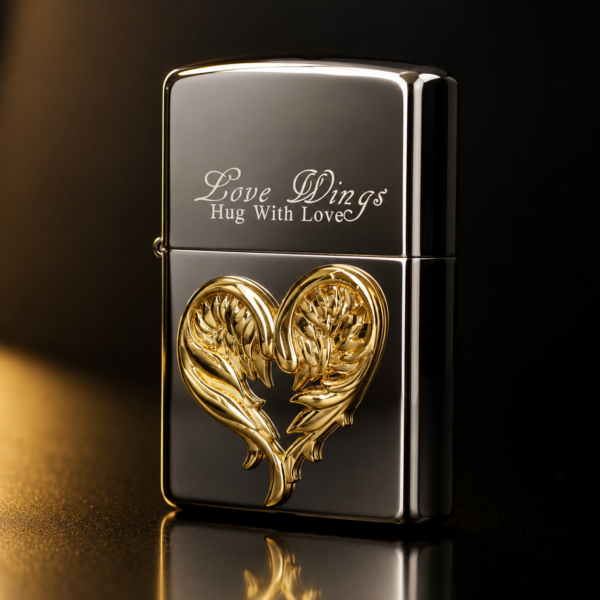 Zippo金色羽翼愛心款