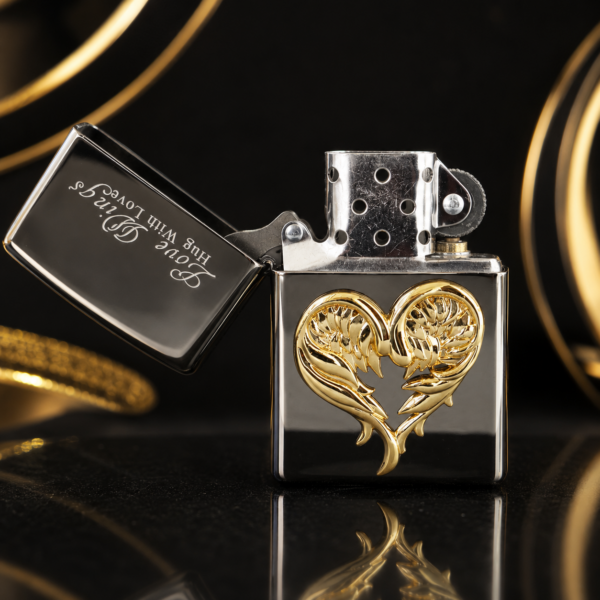 Zippo金色羽翼愛心款