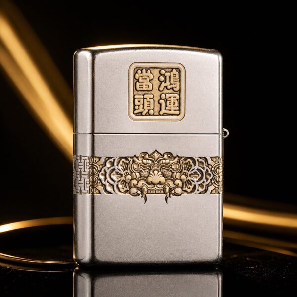 Zippo 鴻運當頭銀金雕花 打火機