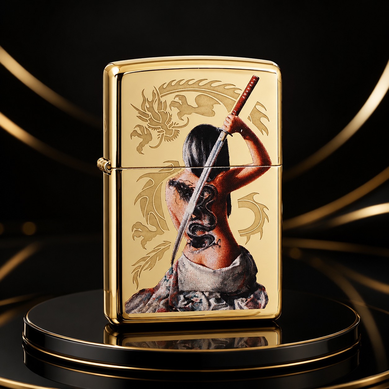 Zippo 黑金武士女郎打火機