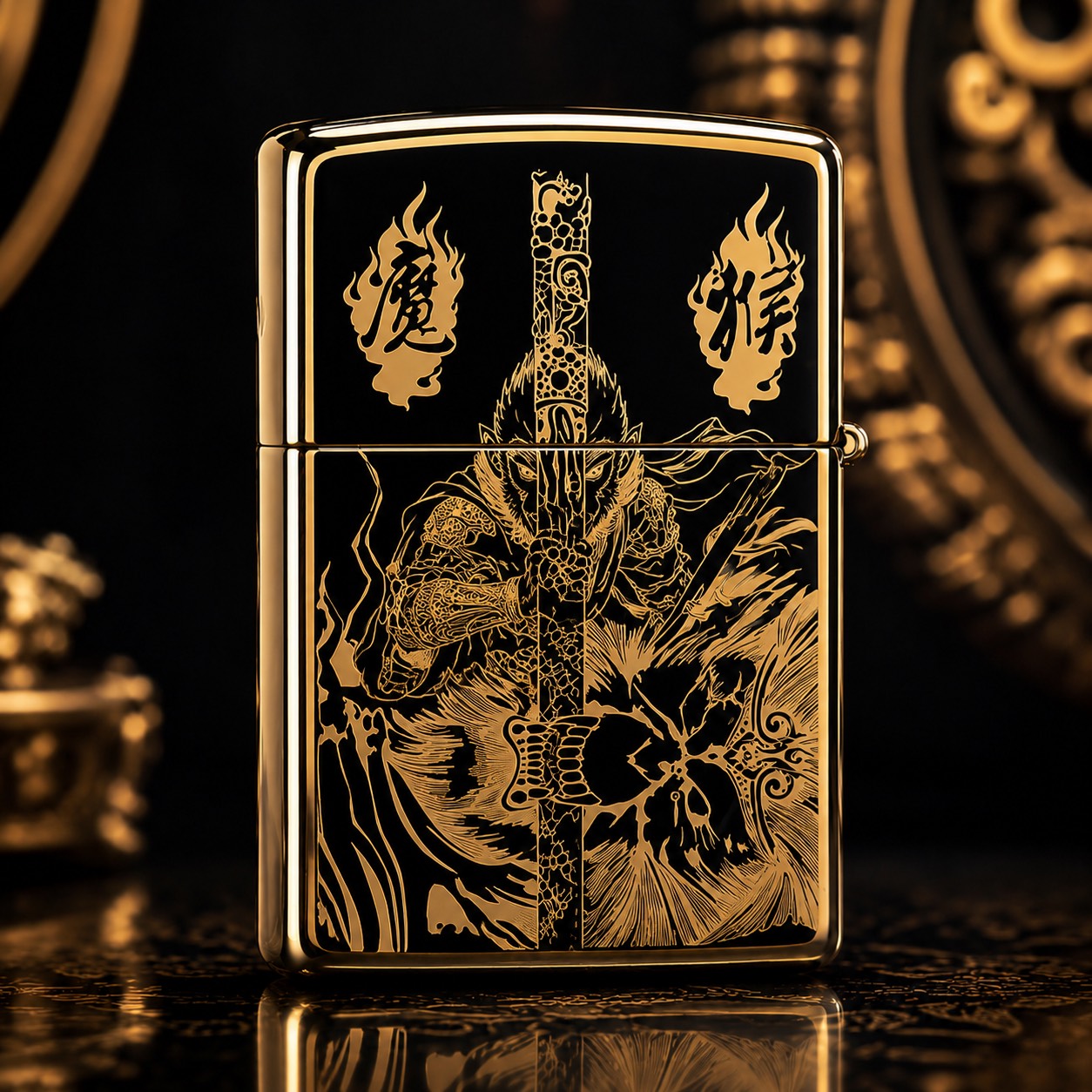 Zippo 鬥戰勝佛黑金雕刻 打火機