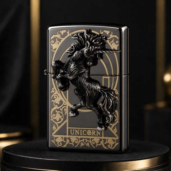 S__227926131_0 Zippo 黑金獨角獸浮雕 打火機