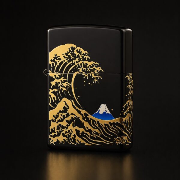 Zippo 打火機 神奈川衝浪裡(黑色狂浪富士山)