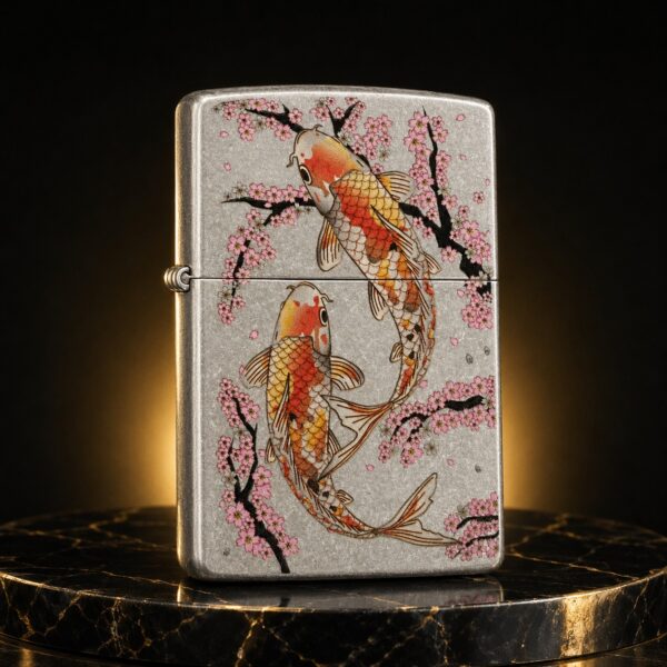 S__228474893_0 Zippo 打火機 錦鯉戲春雪花銀色