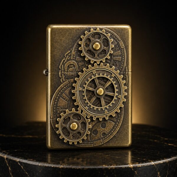 Zippo 打火機 純銅貼章機械齒輪-日版原版機