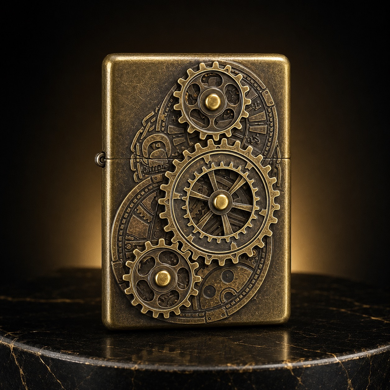 Zippo 打火機 純銅貼章機械齒輪-日版原版機