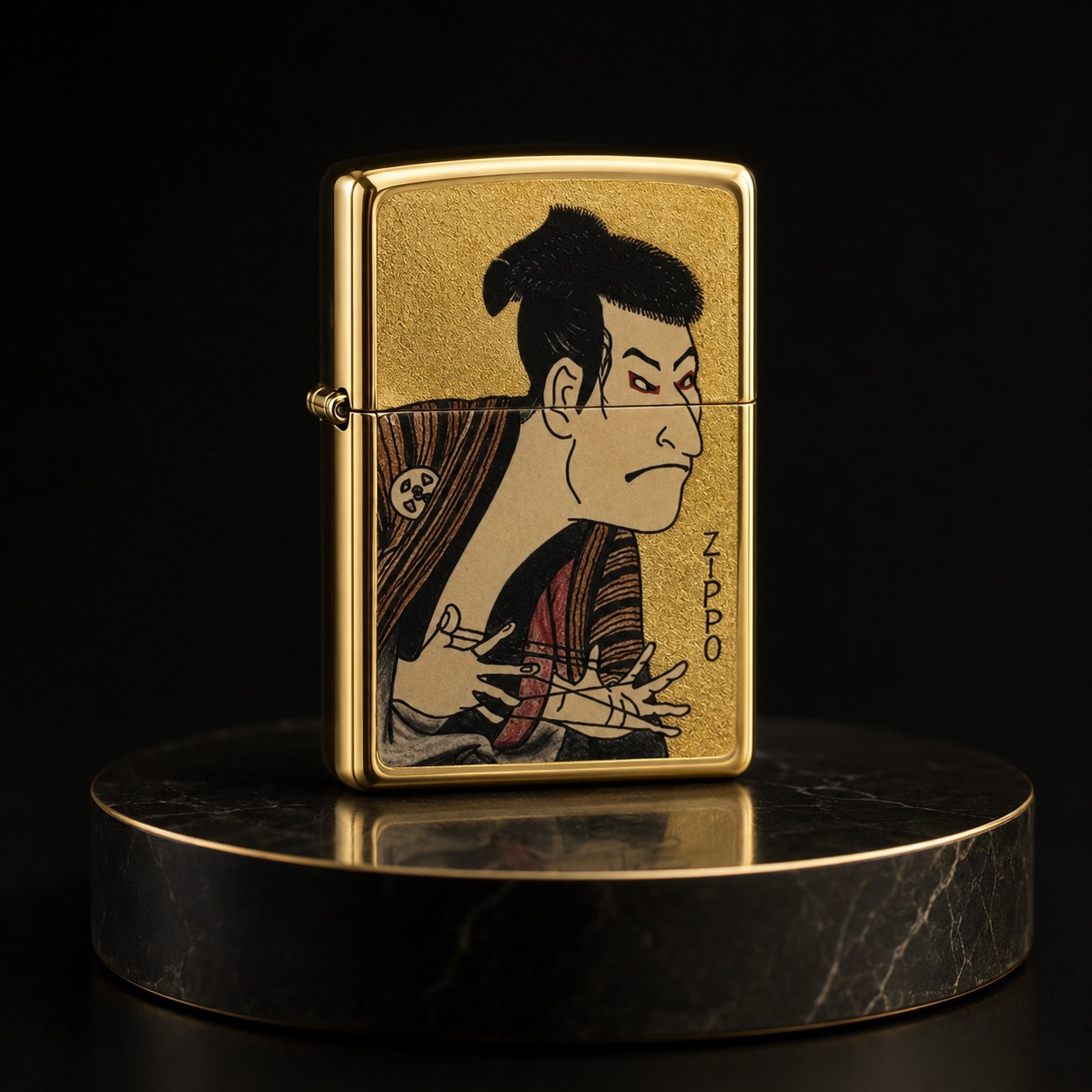 Zippo 打火機 金箔貼日本人物