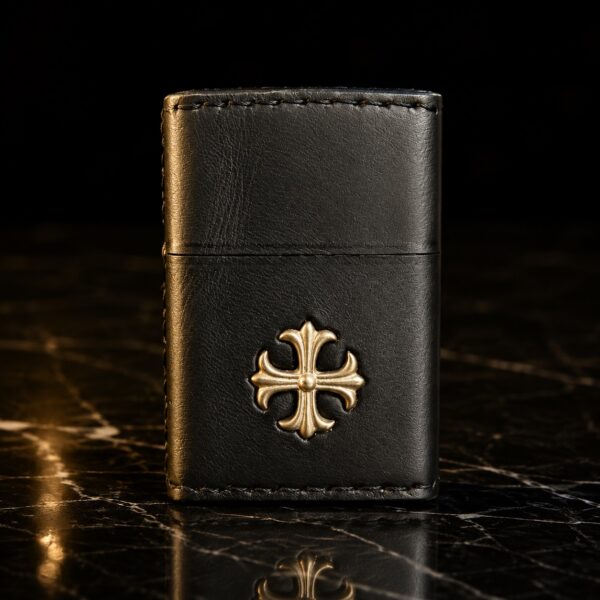 Zippo 打火機 日版黑色皮革鳶尾花