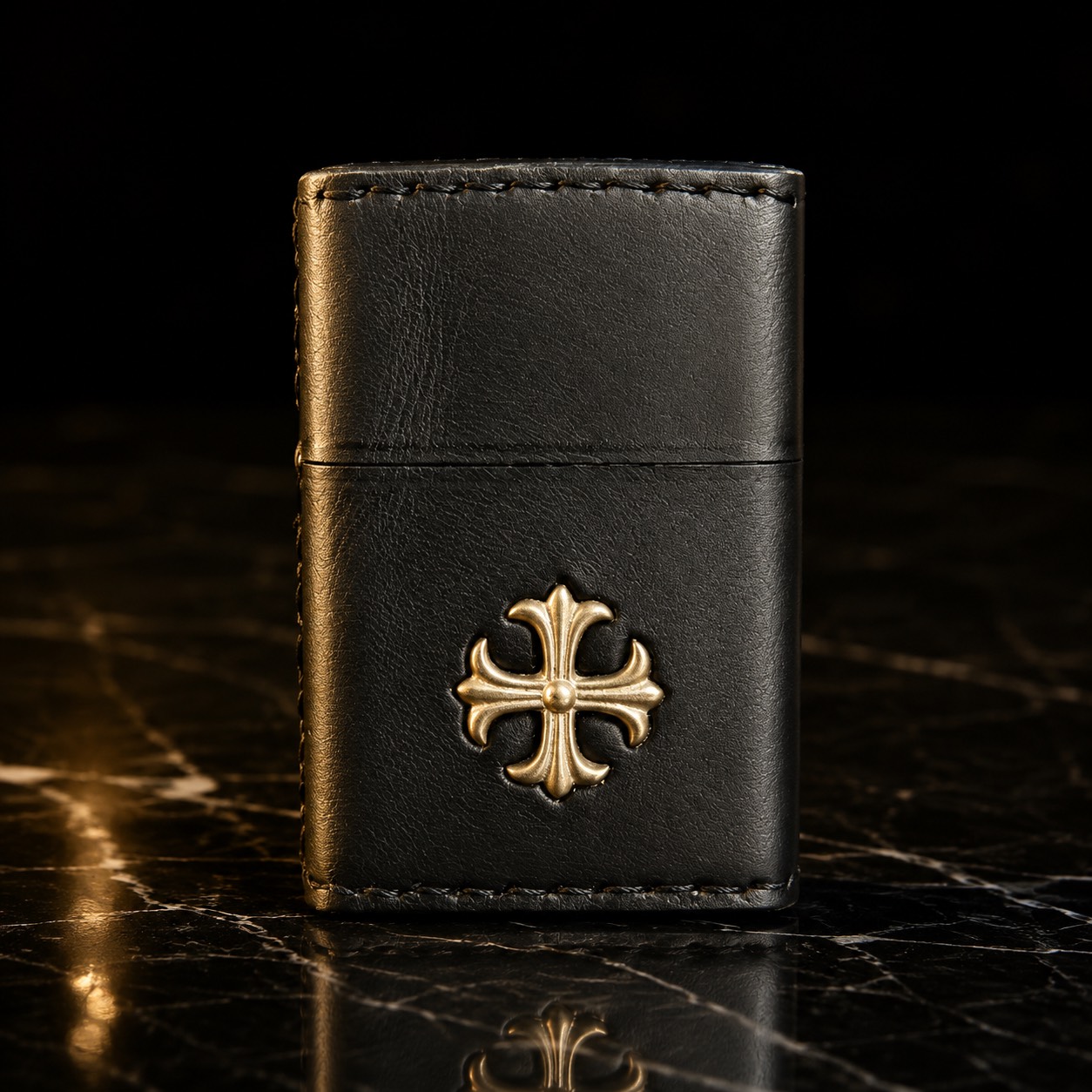 Zippo 打火機 日版黑色皮革鳶尾花