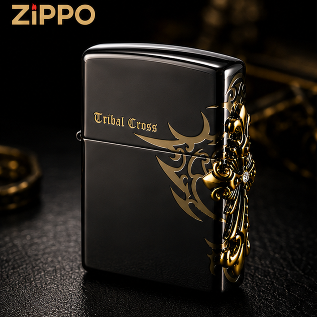 Zippo 打火機 黑冰聖天使十字架