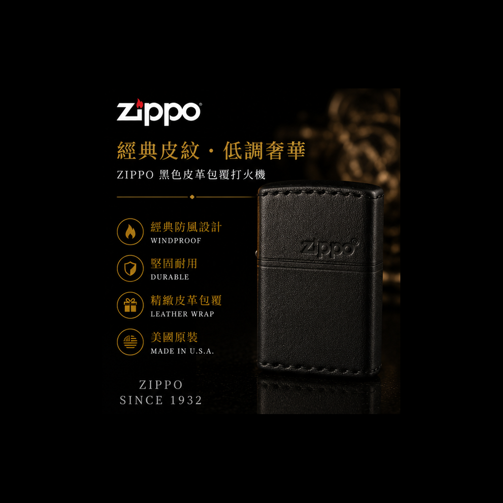 Zippo 打火機 日版黑色皮革盒