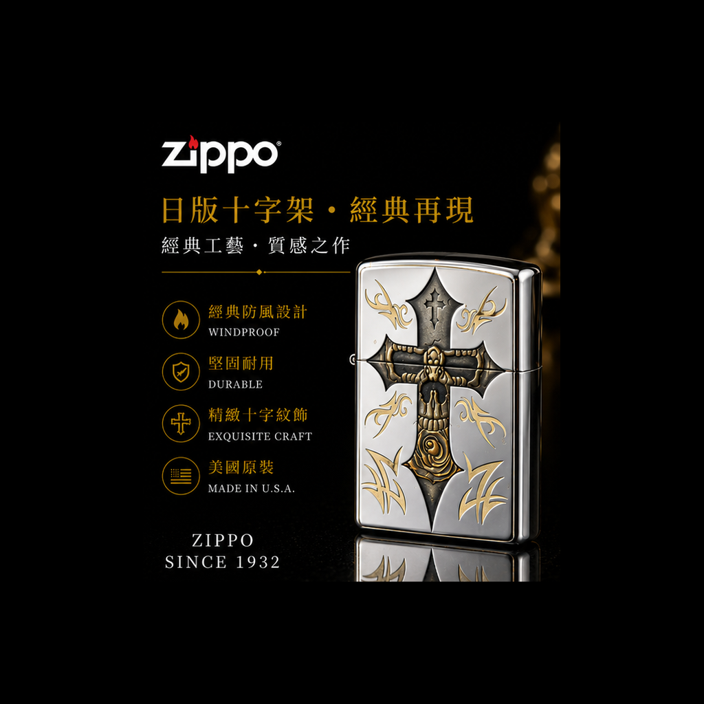 Zippo 打火機 十字骷髏