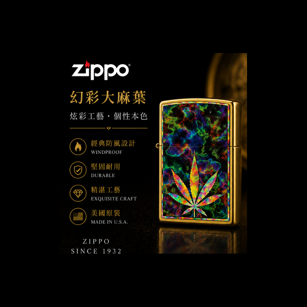 Zippo 打火機 牙買加繽紛麻葉