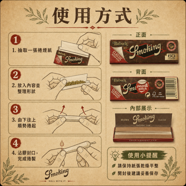 Smoking未漂白捲煙紙7公分