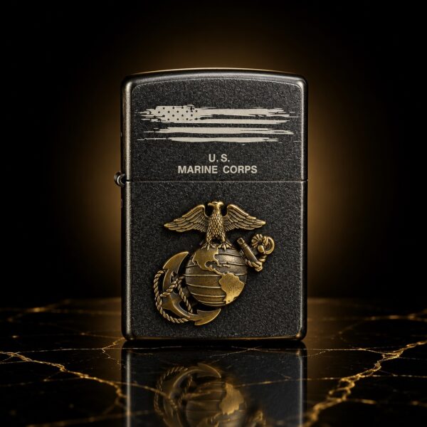 S__229163169_0 Zippo 打火機 黑裂漆-海陸軍