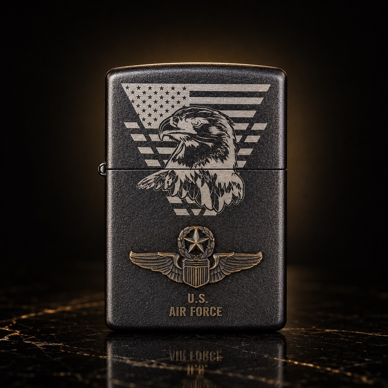 Zippo 打火機 黑裂漆-空軍